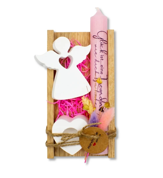 Beste Freundinnen Geschenk-Set mit einer Kerze