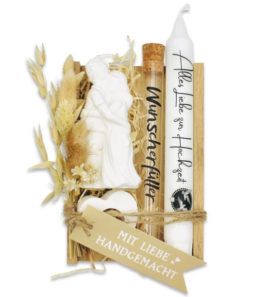 Hochzeitsgeschenk-Set “Die Verliebten” (1 Kerze)