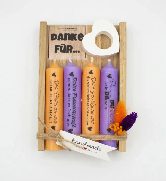 Mitbringsel &ldquo;Danke f&uuml;r&hellip;&rdquo; (lavendel/orange)