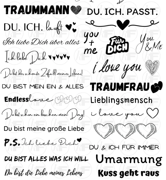Kerzentattoos mit Sprüchen – Liebe & Partnerschaft – DIN A4