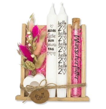 Geschenkset zum Geburtstag / Jubiläum in Holzbox mit Wunscherfüller