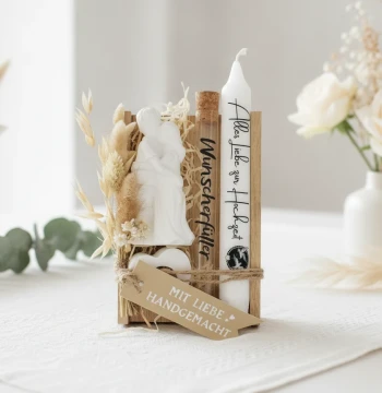 Hochzeitsgeschenk-Set “Die Verliebten” (1 Kerze)