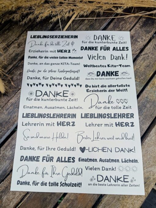 Kerzentattoos mit Sprüchen - Kita & Schule - DIN A4
