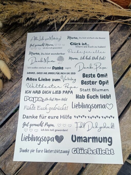 Kerzentattoos mit Sprüchen - Vatertag & Muttertag, Oma & Opa - DIN A4