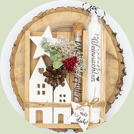 Weihnachtsgeschenk-Set "Zauberhafte Weihnachten" in Holzbox