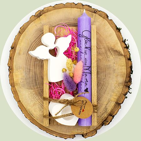 Muttertags Geschenk-Set "Glück ist..." mit einer Kerze