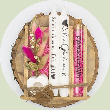 Geschenkset zum Geburtstag in Holzbox mit Wunscherfüller