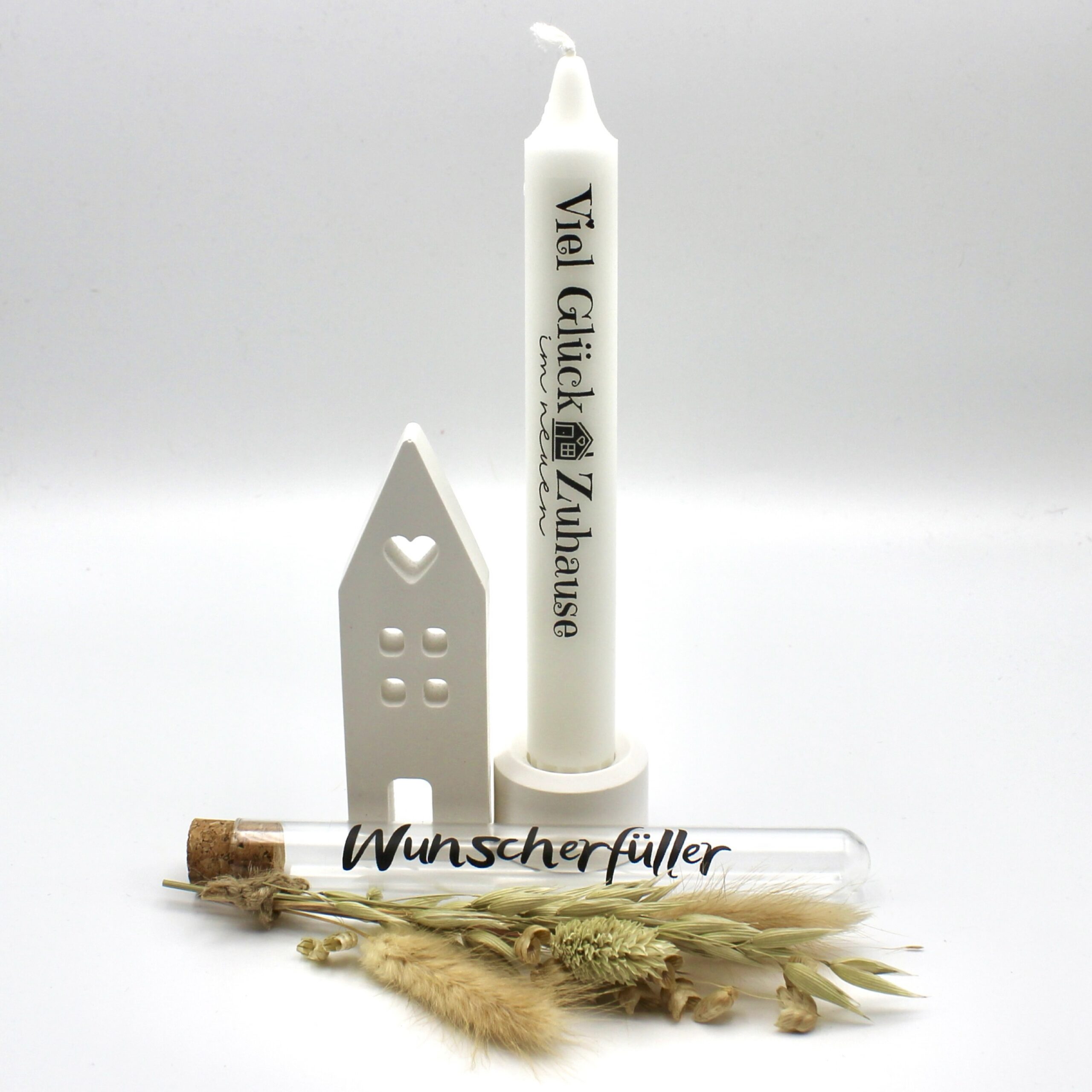 Geschenk-Set "Zum Einzug" in Holzbox (1 Kerze) – Bild 2